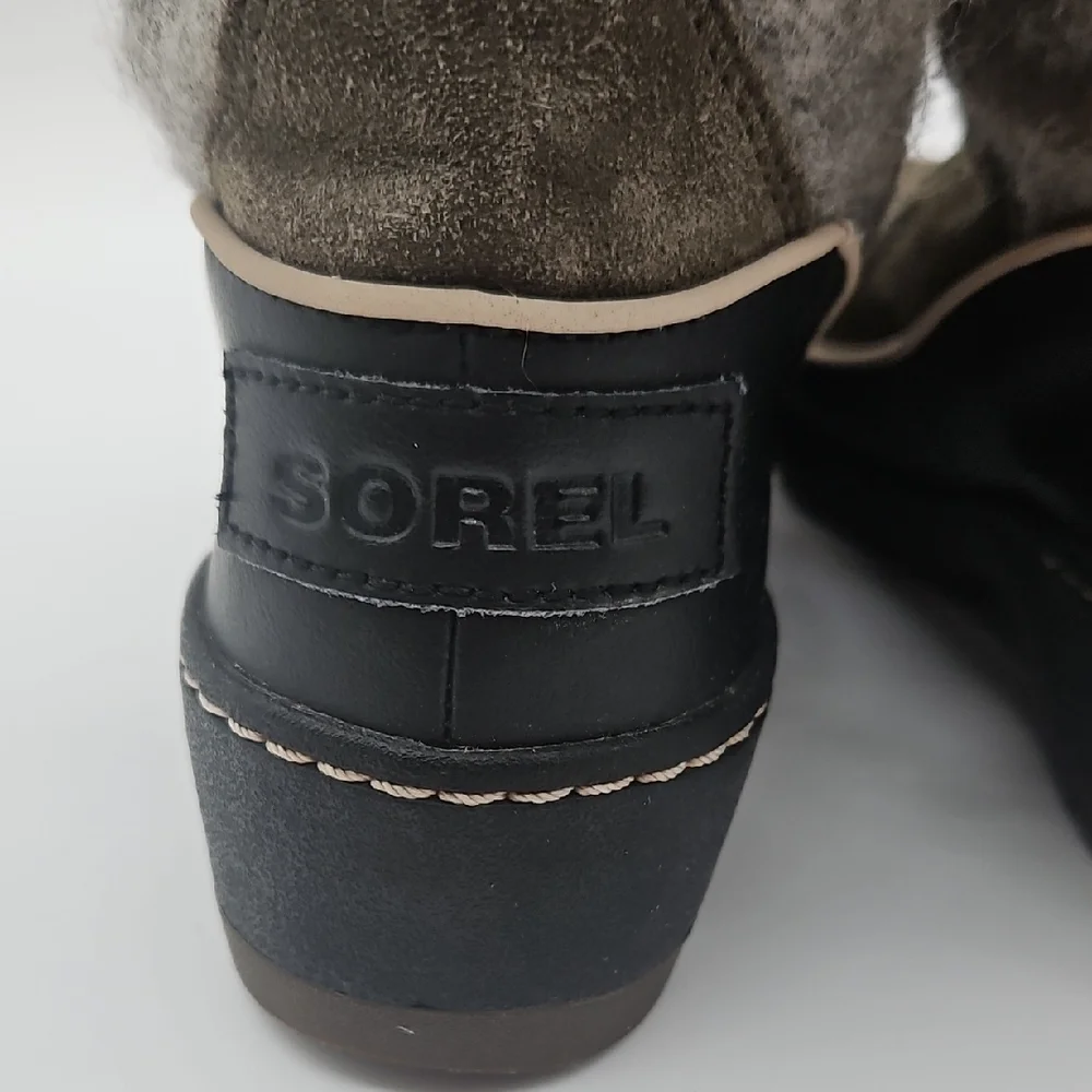 Sorel Women's Tall Olive Winter Boots with Faux Fur Trim